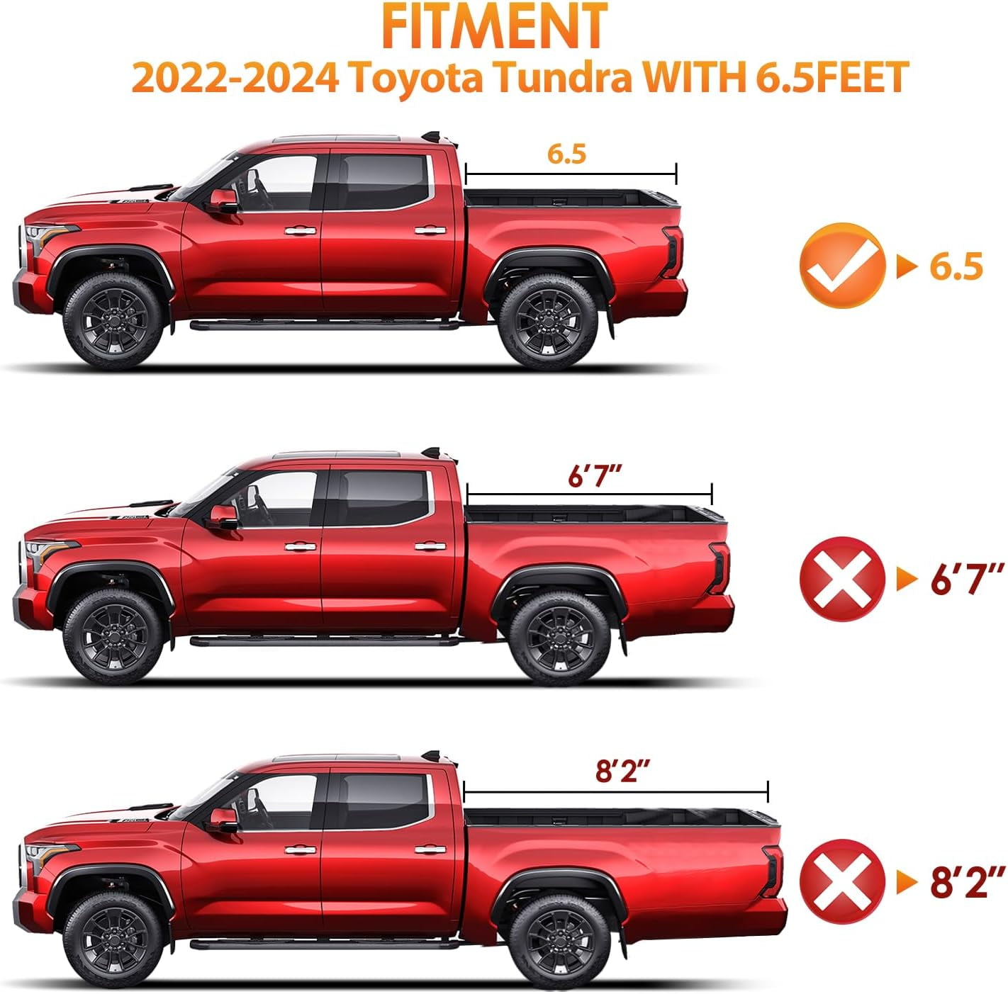 Nilight Soft Tri-fold Truck Bed Tonneau Cover Fits for Toyota Tundra 2022 2023 2024-6.5ft
