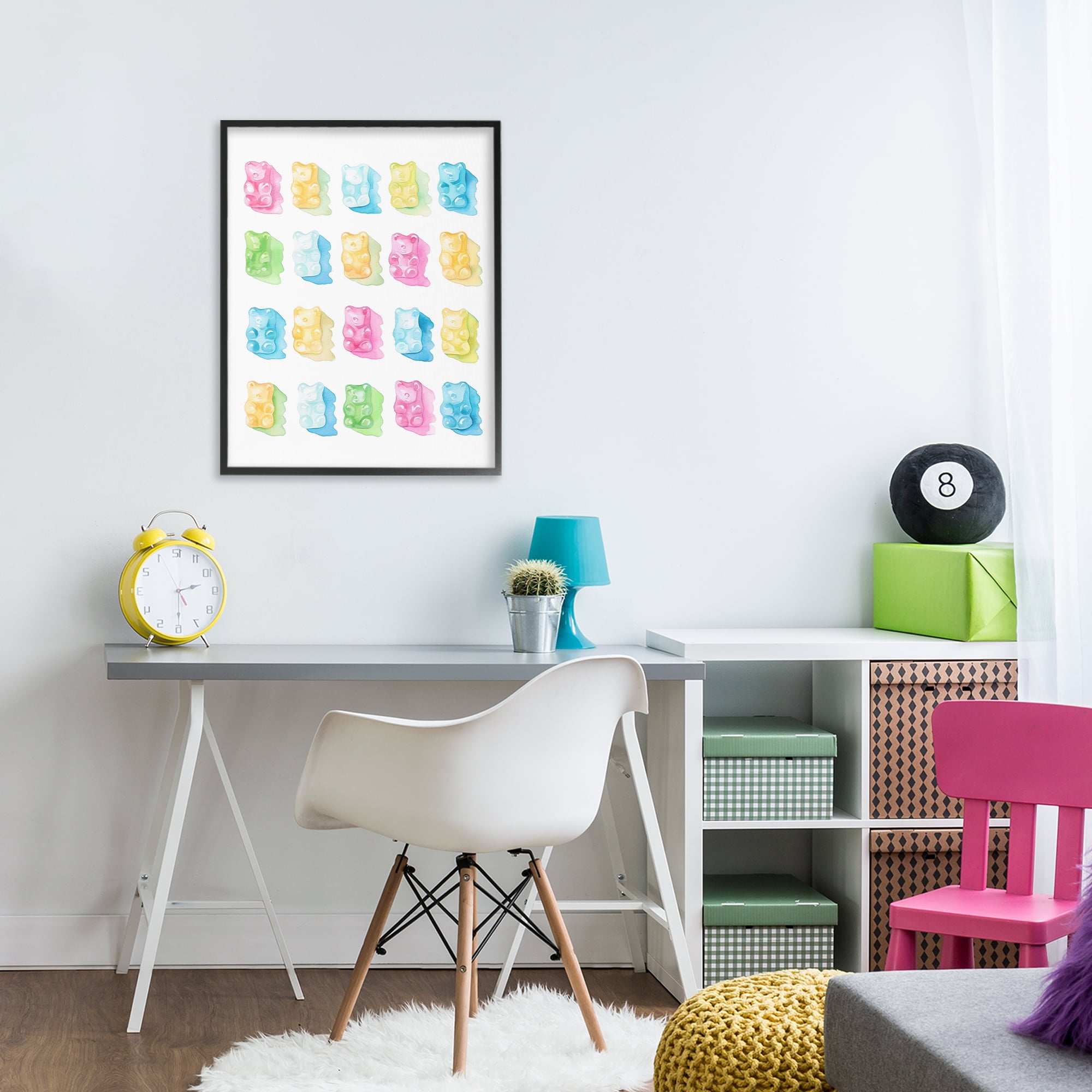 Pastel Candy Bears Collection Black Framed Giclee Art, design by Lil' Rue