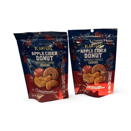 2 pk PLANTERS Apple Cider Donut Artificially Flavored Whole Cashews, Party Snacks, Plant-Based Protein 5 oz Bag