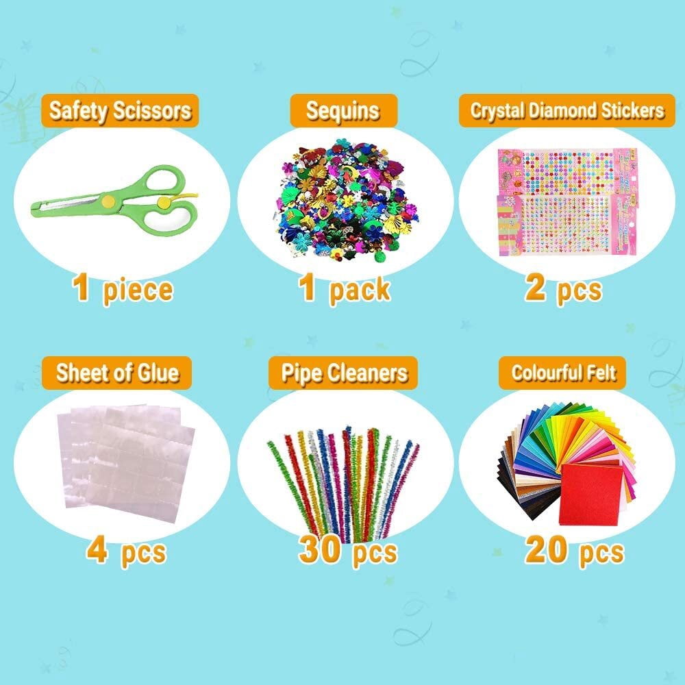 Fangsheng 500 Pcs DIY Art Supplies with Pipe Cleaners, Pom Poms for Toddlers