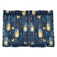 thumbnail image 7 of Yayeee Kitchen Curtains Light Filtering 27"x24" Rod Pocket Short Cafe Window Panel, Blue Fireflies Pattern, 7 of 7
