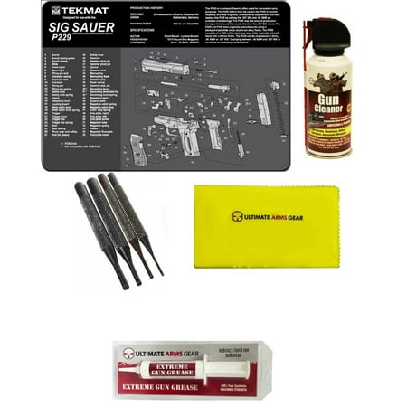 Extreme Pc - Gunsmith Cleaning Tool Gun Mat For SIG Sauer SIG P229 Pistol + Pro Gun Cleaner Lubricant Spray Field Can + Gun Care Cloth + 4 pc Steel Punch Tool Takedown Disassembly Set Kit + Extreme Gun Grease