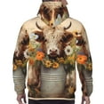 thumbnail image 7 of Picia Bucket Flower Cow Pattern Casual Men's Hoodie - Lightweight Hooded Sweatshirt with Kangaroo Pocket, Comfortable Pullover for Everyday, Travel-Small, 7 of 7