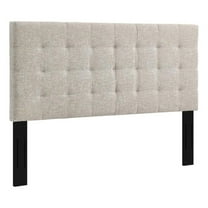 Maklaine Tufted King and California King Linen Fabric Headboard in Beige