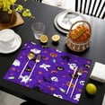 thumbnail image 4 of Halloween Purple Spider Web Pattern Summer Placemats Table Placemats Set Of 4-Linen Kitchen Washable Placemats Table Mats 11.8"x17.7" Non-Slip Heat Resistant, 4 of 6