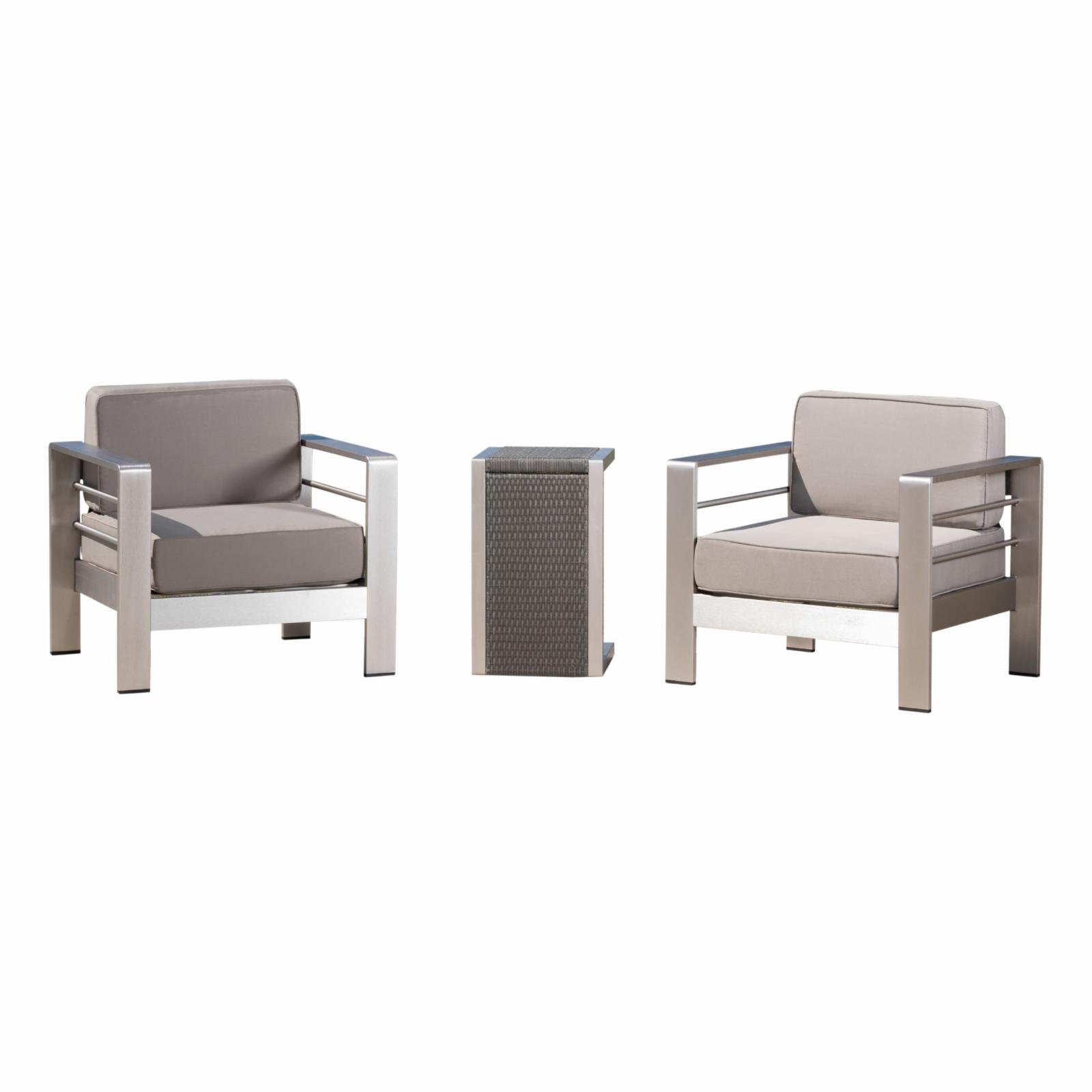 Xane Outdoor Club Chairs with Side Table - Aluminum and Khaki - image 2 of 10