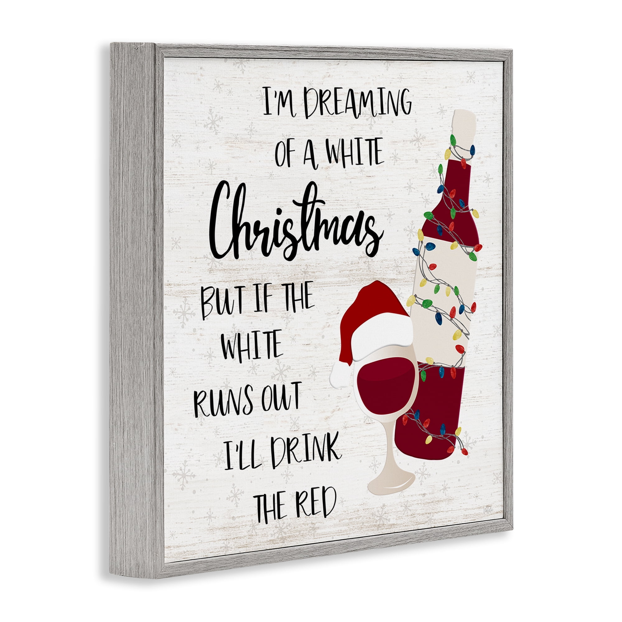 Stupell Industries Drink The Red Christmas Holiday Painting Gray Framed Art Prints Wall Art, 24 x 24