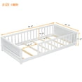 thumbnail image 4 of Twin Size Floor Bed, Modern Platform Bed Frame with Built-In Book Storage Rack, Wood Twin Low Floor Bed Frame for Kids, Toddler Bedroom, Playhouse, White, 4 of 9