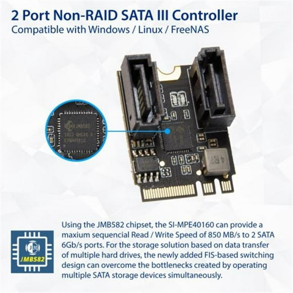 IO Crest 22 x 30 mm 2 Ports Non-Raid SATA III 6 GB & S to M.2 A Plus E Key