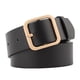 thumbnail image 1 of 1pc Cinturón de cuero para mujer Cinturón casual totalmente ajustable Hebilla de forma cuadrada para mujeres Señoras (110 cm Longitud 3.3 cm Ancho Oro negro), 1 of 5