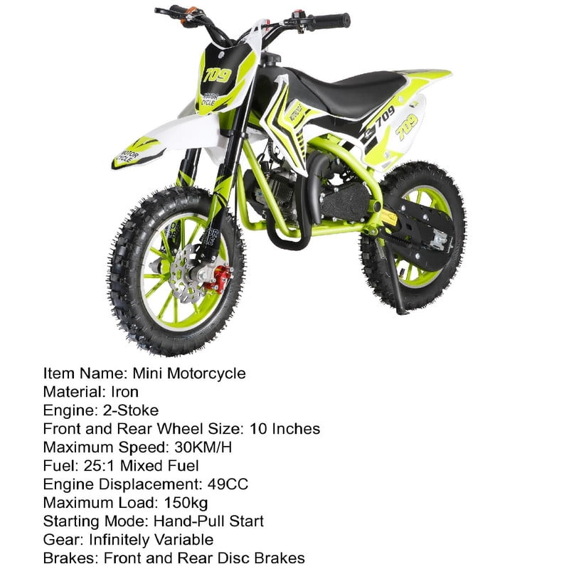 49cc 2-Stroke Kids Dirt Bike, Dirt Bike Gas, Motorcycle with Front/Rear Disc Brakes, Shock Absorption, Off-Road Tires, Soft Seat Cushion, Mini Dirt Bike for Kids 8-14