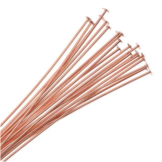 Beadaholique Genuine Copper 2mm Ball Head Pins 24 Gauge Thick 2 Inches Long 20 