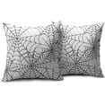 thumbnail image 2 of White Halloween Spiderweb Pillow Covers 18x18 Set of 2 Black Web Outdoor Decorative Throw Pillows Halloween Scary Themed Farmhouse Pillowcases Linen Cushion Case Decor for Home Sofa Couch Bed, 2 of 6