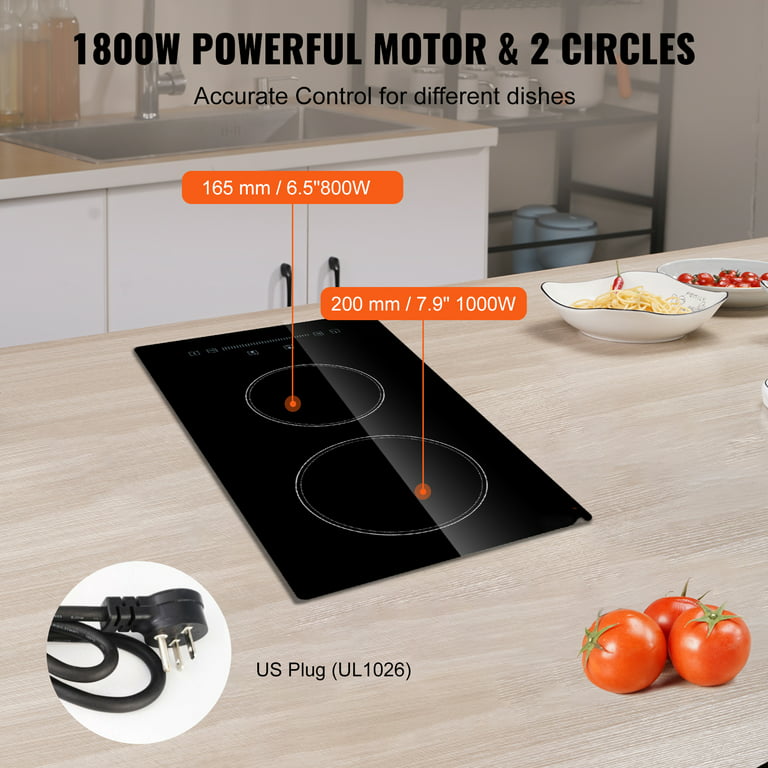 BENTISM Electric Induction Cooktop Built-in Stove Top 11in 2 Burners 120V