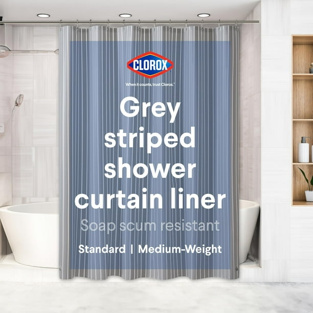Forro de cortina de ducha CLOROX Premium a rayas, impermeable