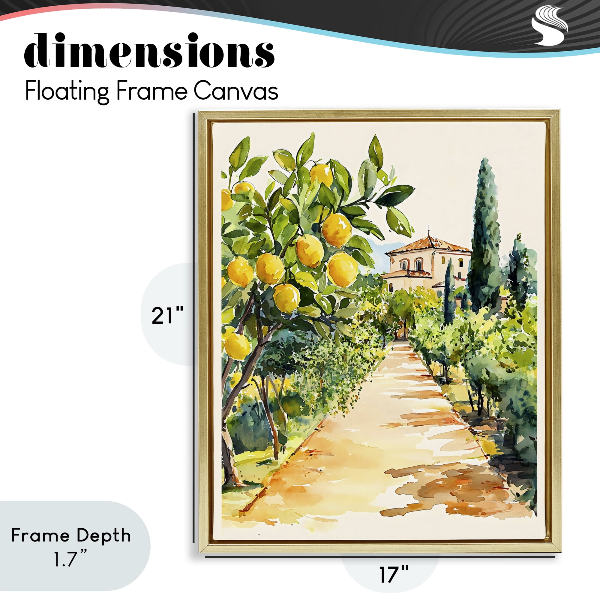 Stupell Industries Lemon Grove Pathway Gold Framed Floater Canvas Wall Art, design by LSR Design Studio