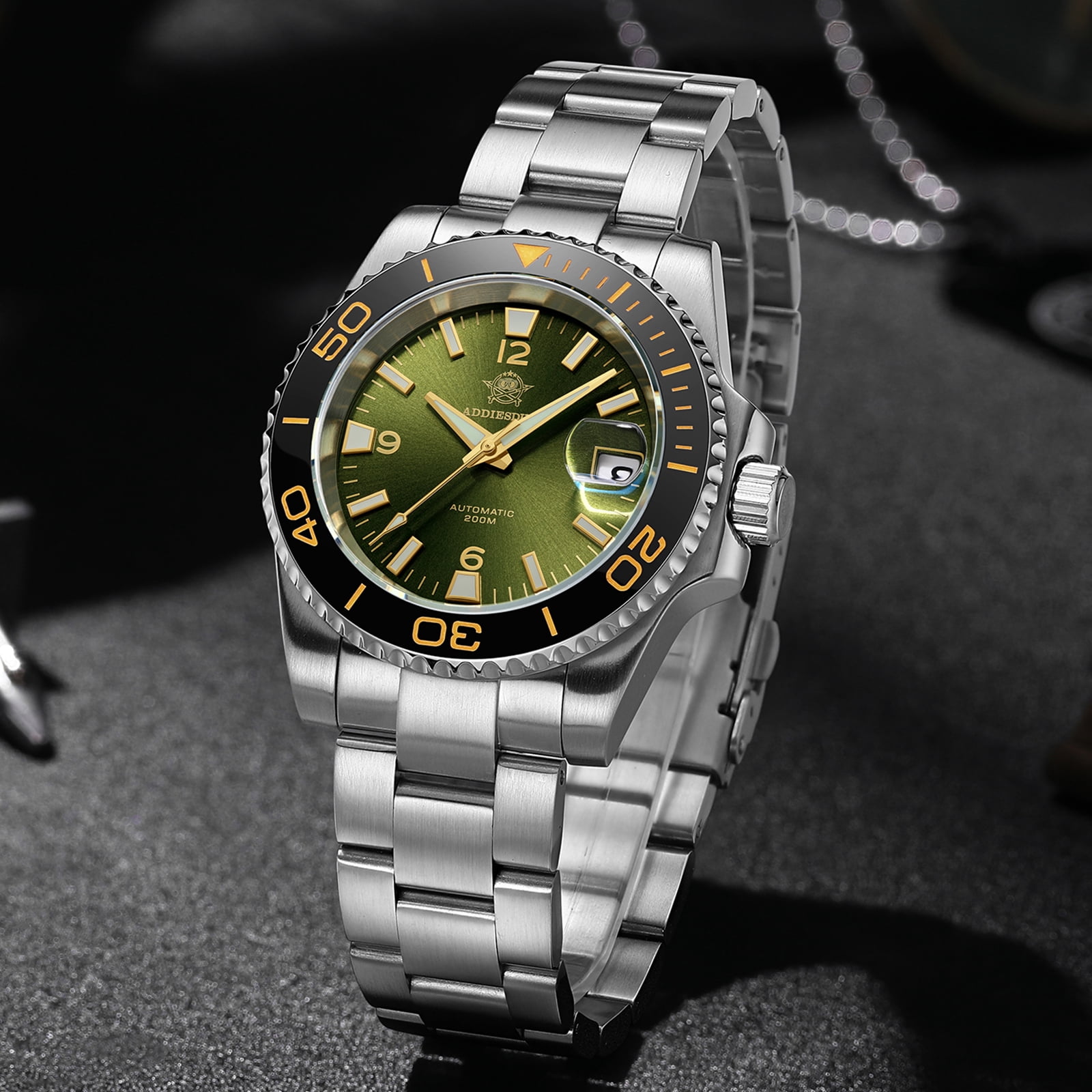 ADDIESDIVE Automatic Dive Watch for Men with NH35A Movement, Sapphire Crystal, Ceramic Bezel, 200M Waterproof, Super Luminous