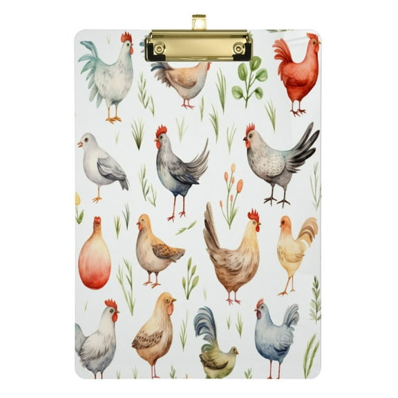 Chicken Acrylic Clipboards A4 Standard Letter Size Clipboard 12.5" X 9" Clip Board for Students Teacher Office