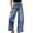 Blue-1, variant on Womens High Waisted Wide Leg Jeans Ruffle Hem Pants Dot, Baggy, Barrel Denim with Pockets, Stretchy, Y2K Vintage, Streetwear, for Summer Fall Daily