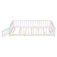 thumbnail image 6 of Twin Size Floor Bed, Wood Platform Bed with Fence and Door, Montessori Bed Frame with Slats Support, No Box Spring Needed,White, 6 of 9