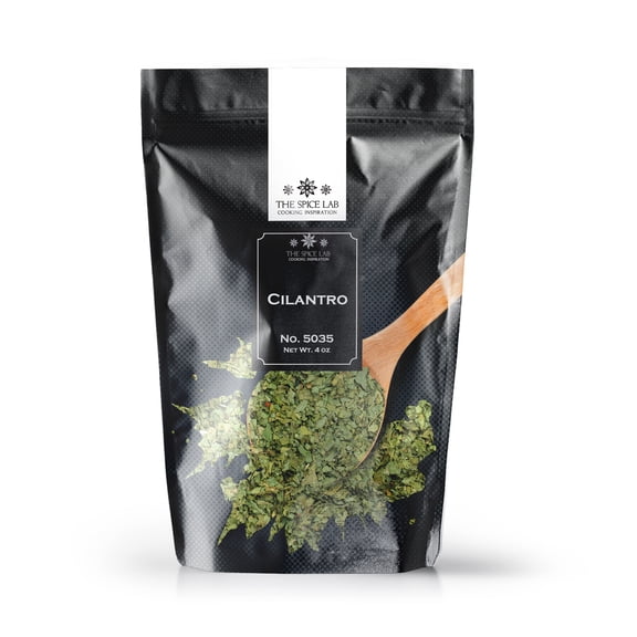 The Spice Lab Whole Leaf Cilantro Spice - All Natural Kosher Non GMO Gluten Free Spice - 4 Oz. Resealable Bag - 5035
