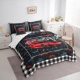 thumbnail image 3 of Homewish Red Sport Car Twin Bedding Sets 7-Piece for Kids Children Teens,USA Flag Bedding Comforter Set Microfiber,Geometric Plaid Honeycomb Breathable Sheet Sets,Lightweight Room Decor,Reversible, 3 of 8