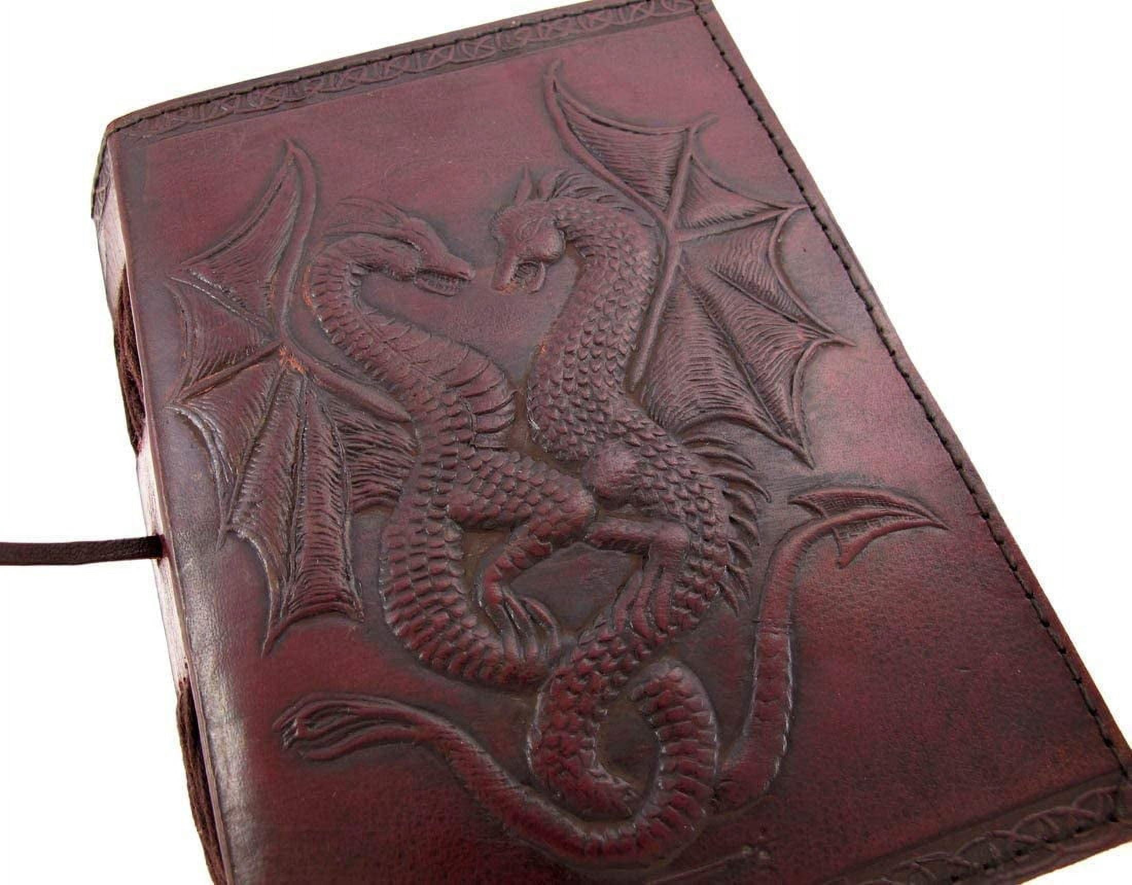 PRASTARA Leather Journal Dual Dragon Handmade Vintage Antique Genuine Diary Notebook Sketchbook Note Pad Gift for Men Women 7X5 Inches Brown