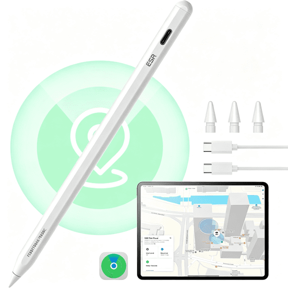 GJX Geo Digital Ipad Pencil Findmy Compatible with Ipad 2018-2026,With Easy Shortcuts for Ipad A16/10/9/8&Air 13/11&Pro 12.9/13/11&Mini 7/6/5,White(No Wireless Charging)