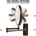 thumbnail image 3 of Ovente 7" Wall Mount Makeup Mirror, 1X & 7X Magnifier, Adjustable Spinning Double Sided Round Reflection, Extend, Retractable & Folding Arm, Bathroom & Vanity Décor, Antique Bronze MNLFW70ABZ1X7X, 3 of 9
