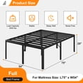 thumbnail image 2 of Bedofmine 25" Full Size Bed Frame, No Box Spring, Heavy Duty, Easy Assembly, Rounded Corners with Large Storage, Black, 2 of 9