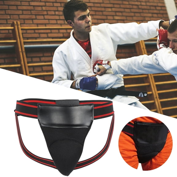 DOACT Boxing Groin Protector, Sturdy PU Artificial Leather Useful Adjustable Practical Groin Protector, For Athlete Men