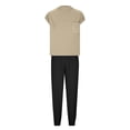 thumbnail image 5 of Womens 2 Piece Sweat Suit Solid Color Short Sleeved Round Neck Pocket Top And Casual Pants Set, 5 of 5