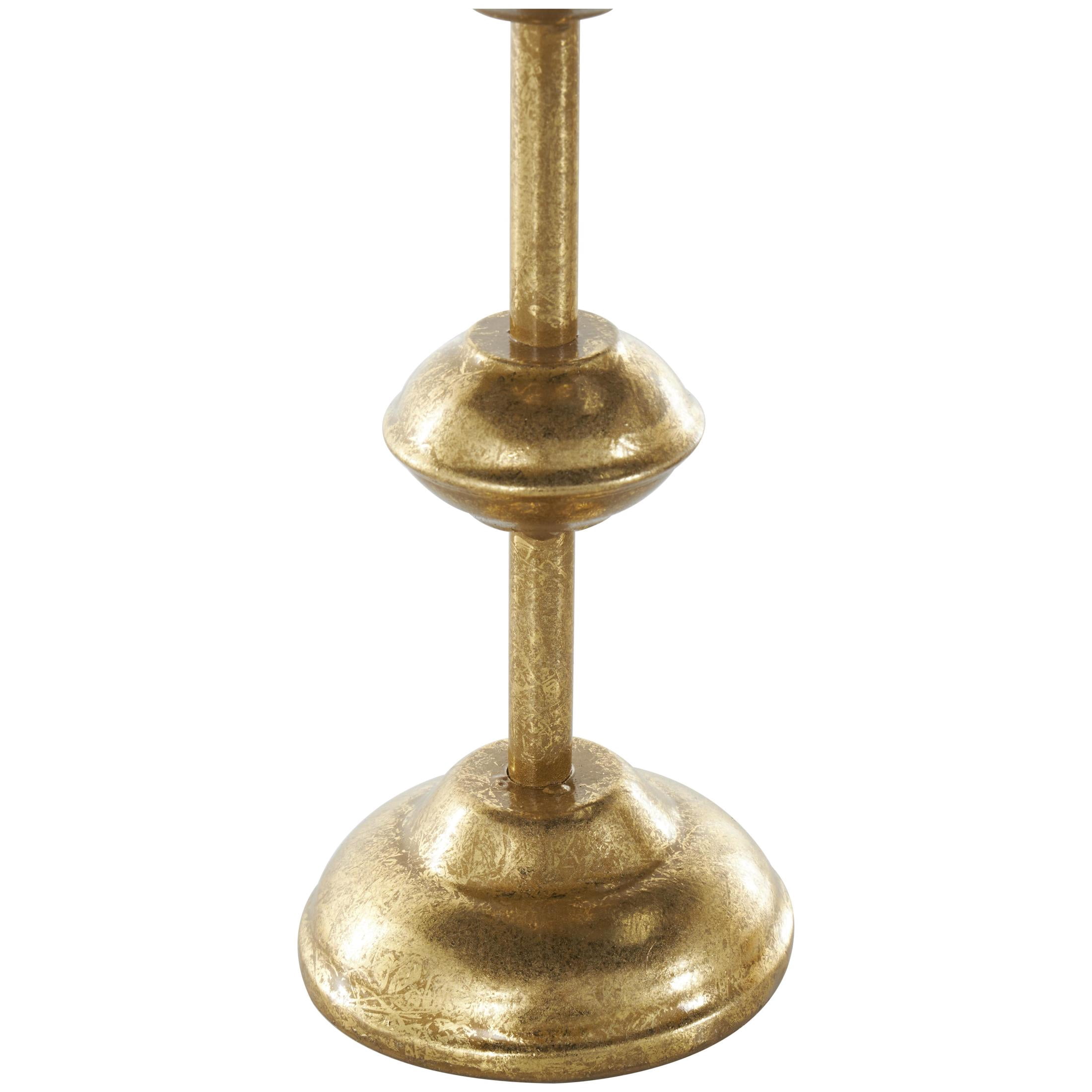 DecMode 3 Candle Gold Metal Slim Candle Holder with Floating Spheres, Set of 3