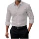thumbnail image 2 of Blusa y camisa de manga larga con cuello alto para hombre, cárdigan informal con botones y rayas, camisa de manga larga con cuello alto, blusas de poliéster para hombre, 2 of 3