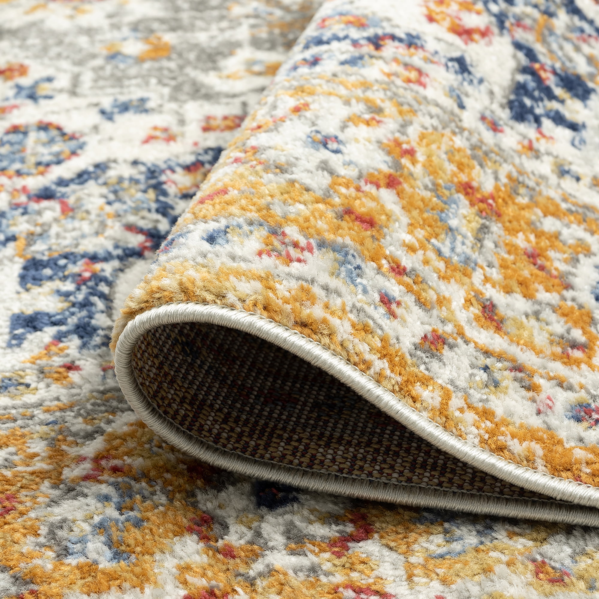 Chelsea Transitional Oriental 6'7'' x 9'3'' Multi and Blue Polypropylene Indoor Area Rug, 6.7' x 9'