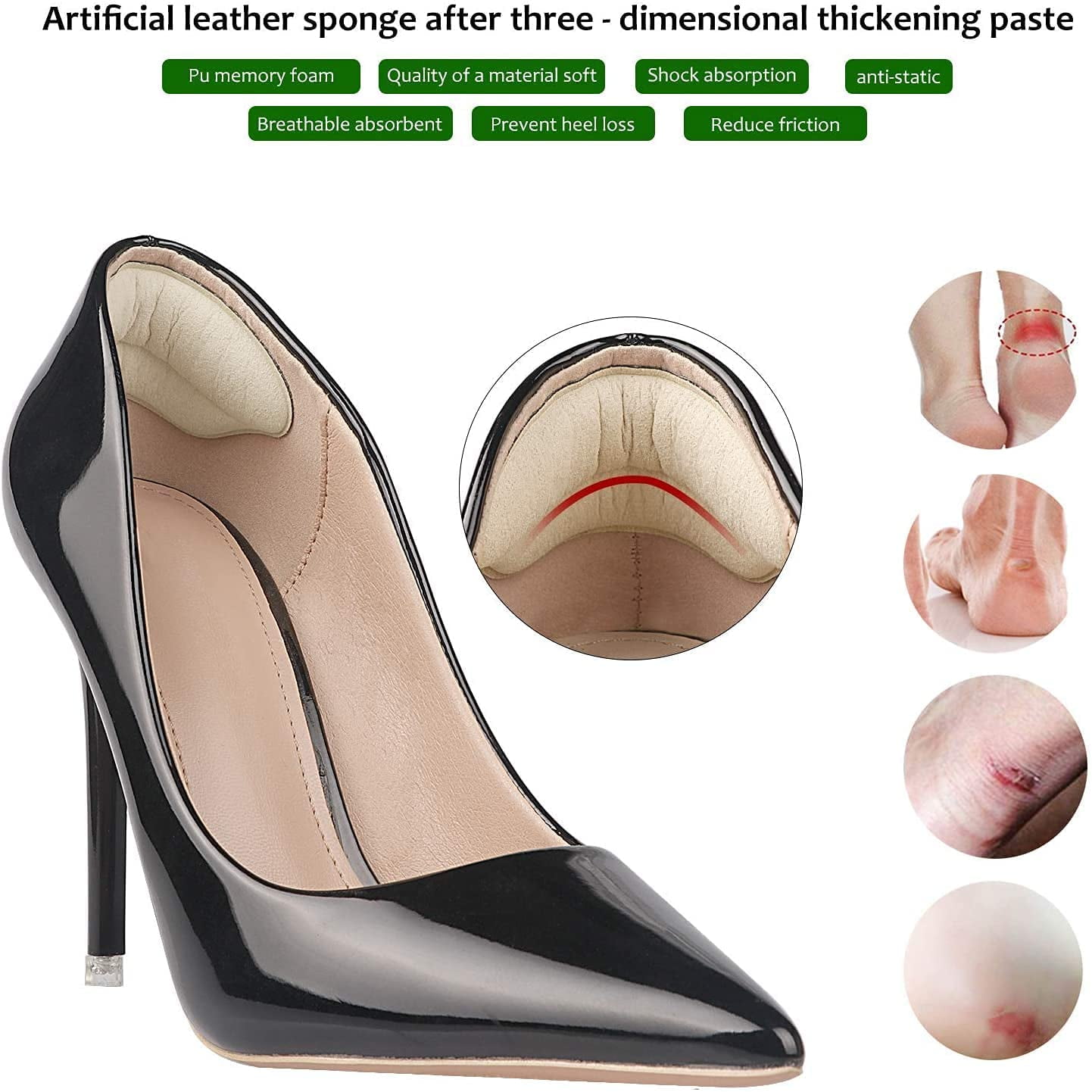 2 Pairs Premium Heel Pads for Shoes Too Big Self Adhesive Heel Inserts for Women Men Heel Grips to Improve Shoe Fit and Comfort Walmart