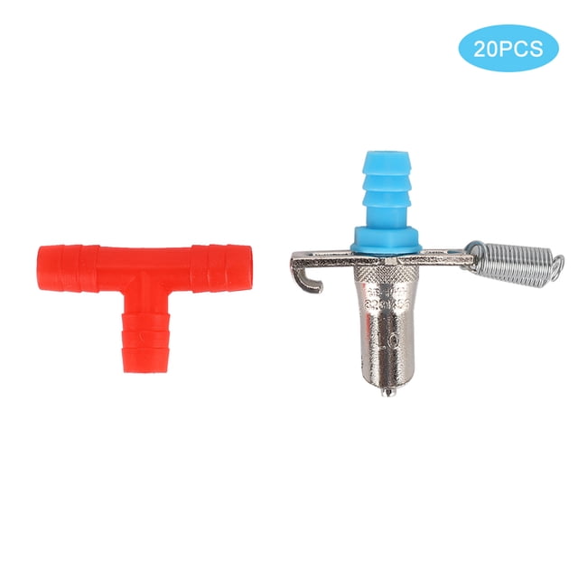 20PCS No Rust Durable Three Way Water Feeder Double Spring Drinking Fountain Pet Water Feeding Drinker For Pet For White 3 Way,Red 3 Way