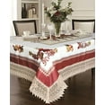 thumbnail image 2 of Decorative Printed Fruttela Tablecloth With Lace Trimming, Burgundy - 70" X 88", 2 of 2