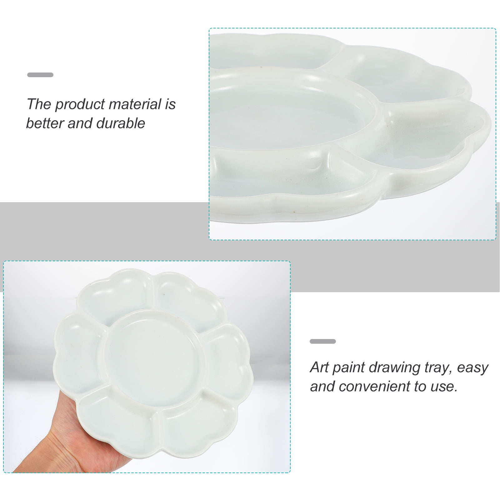 KHBUAB 1Pc Handheld White Ceramic Pigment Tray for Watercolor and Oil Painting