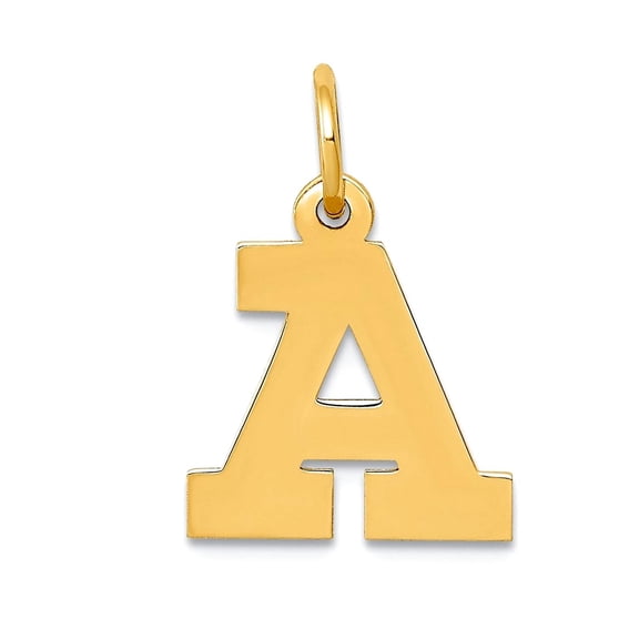 12mm 10k Solid Yellow Gold Small Block Letter Name Personalized Monogram Initial A Charm Pendant Necklace for Women