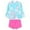 Blue, variant on REDARER Girl Swimwear Long Sleeve Cartoon Floral Prints Top Shorts Beach Swimsuits 2PCS,Girls Swimsuit,18-24 Months