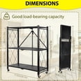 thumbnail image 3 of Fold & Roll 3-Shelf Storage Rack, No-Assembly Metal Organizer on Wheels for Kitchen, Pantry, Closet - Easy Collapsible, Black, 3 of 7