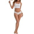 thumbnail image 2 of INSPIRE CHIC Women's Flower Print Mid-Waisted Full Coverage Briefs Elastic Comfortable Breathable Cotton Underwear M Light Beige, 2 of 5