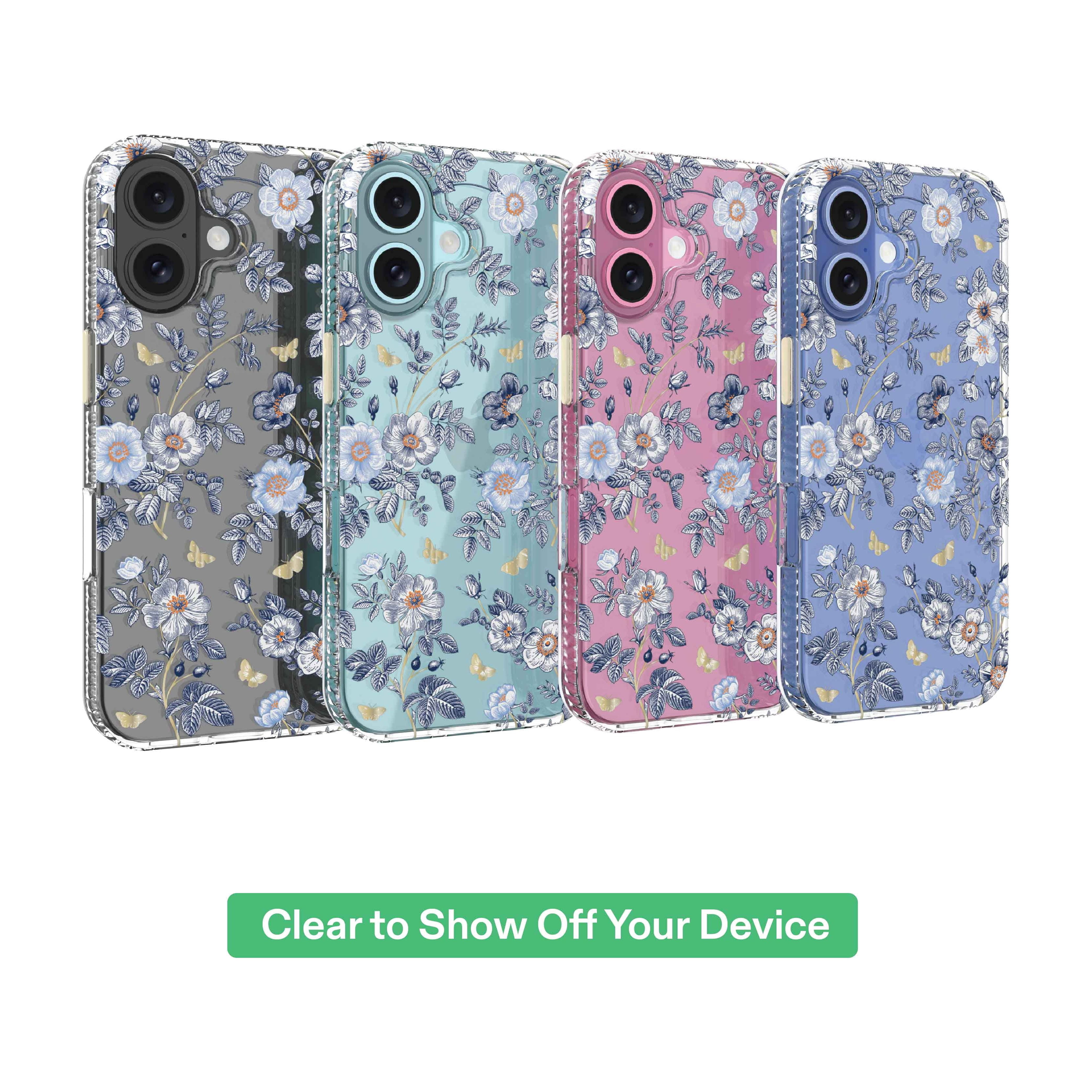 onn Blue Toile Phone Case for iPhone 16