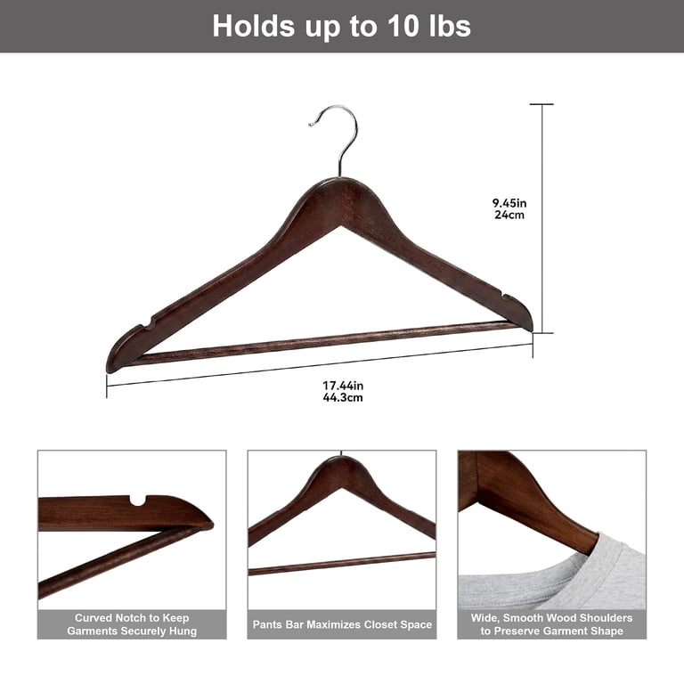 WWW_WOODHANGER ウォールナット　WHAT WE WANT Better Homes & Gardens Wood Suit Hangers for Adults, 5 Pack