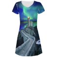 thumbnail image 1 of Northern Lights Aurora Lighthouse All Over Juniors Beach Cover-Up Dress, 1 of 2