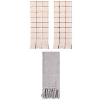 Unique Bargains 3 Pack Cotton Soft Turkish Bath Towel Grey/Beige 14"x30"/13"x29"