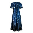thumbnail image 5 of Penkiiy Women's Summer Shiny Print Casual Short Sleeve Crewneck Basic Swing T Shirt Dress Flowy Beach Vacation Sundress 2XL Blue, 5 of 8
