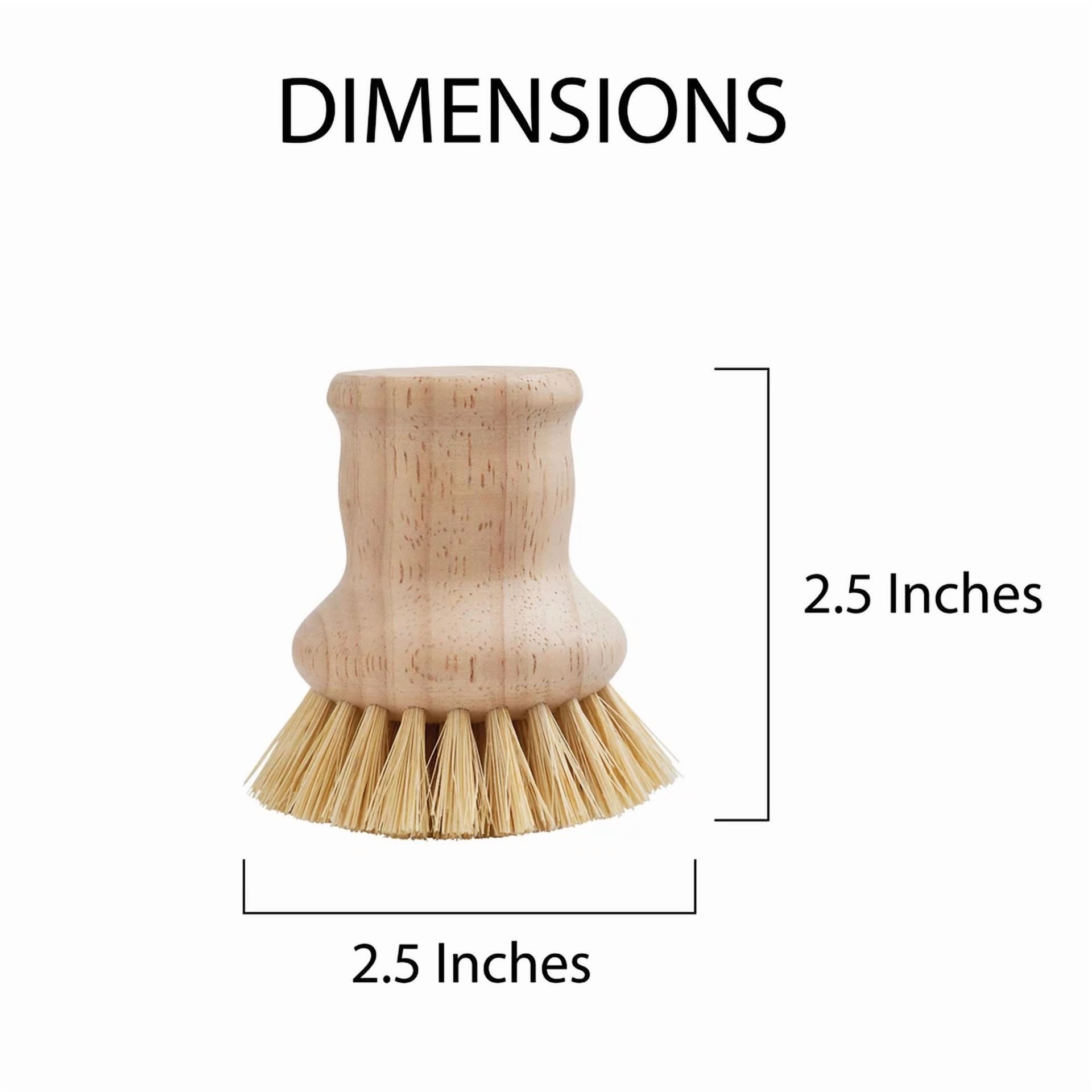 Hic Kitchen Natural Bristle Dish Brush Vegetable Scrubber For Pots Dishes