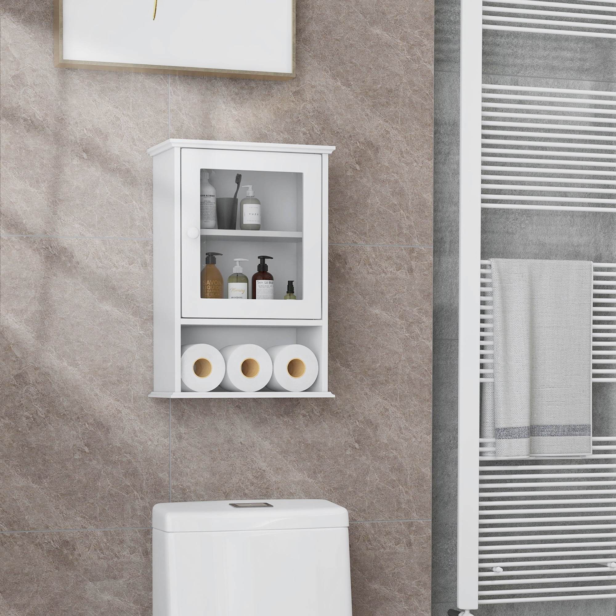 Gymax Wall Mounted Bathroom Cabinet Storage Organize Hanging Medicine Adjustable Shelf